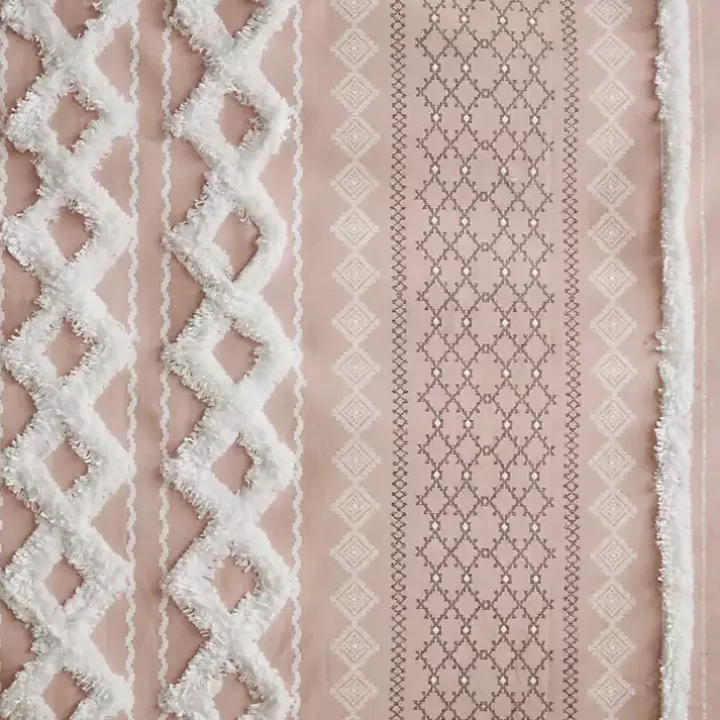 Blush Chenille Stripe Curtain Panel, 84 in.