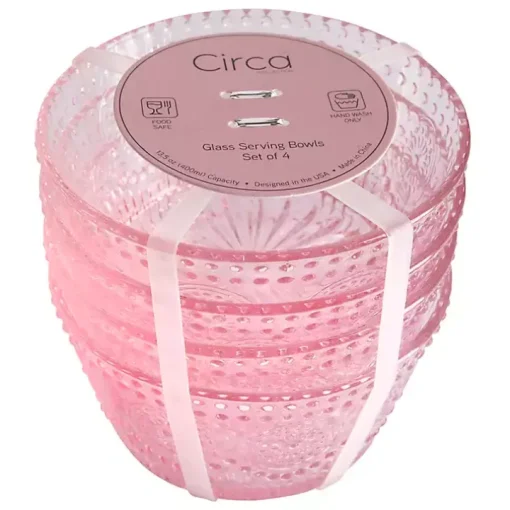 Blush Circa Hobnail Bowls, Set of 4