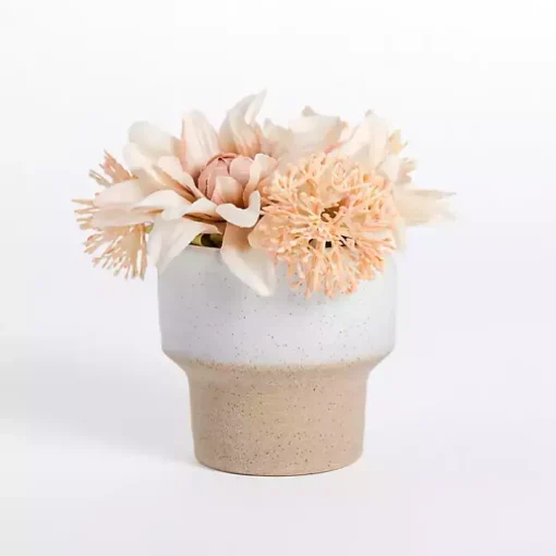 Blush Dahlia Arrangement in Two-Toned Pot