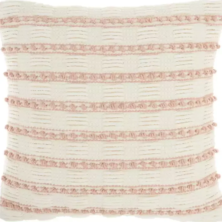 Blush Woven Knotted Stripes Throw Pillow