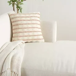 Blush Woven Knotted Stripes Throw Pillow