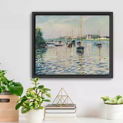 Boats at Anchor on Seine Canvas Print, 22x18 in.