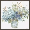 Bohemian Blue Floral Vase Framed Canvas Art Print