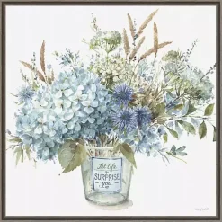 Bohemian Blue Floral Vase Framed Canvas Art Print