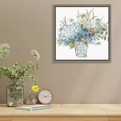 Bohemian Blue Floral Vase Framed Canvas Art Print