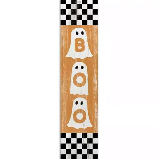 Boo Ghosts Checkered Porch Board