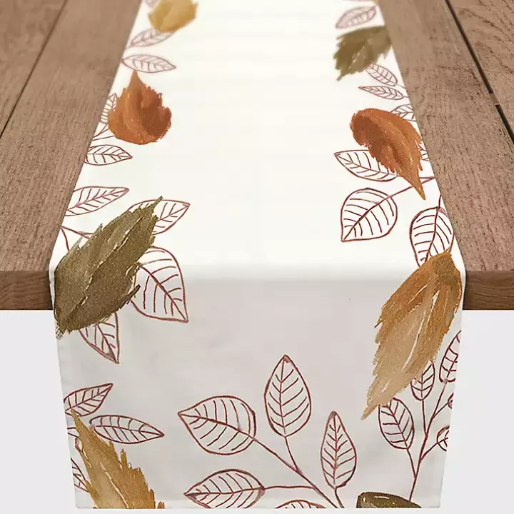 Bordered Autumn Leaves Table Runner, 72 in.