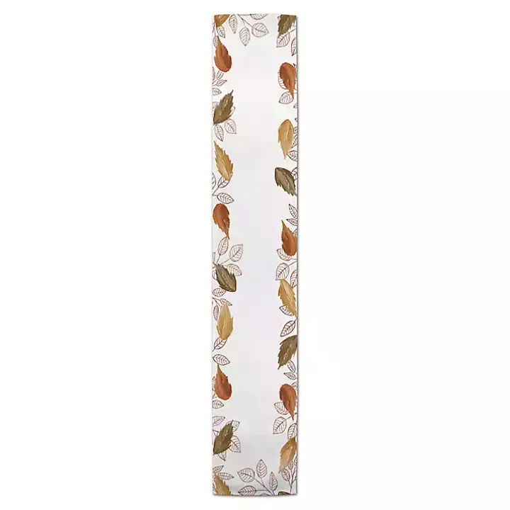 Bordered Autumn Leaves Table Runner, 72 in.