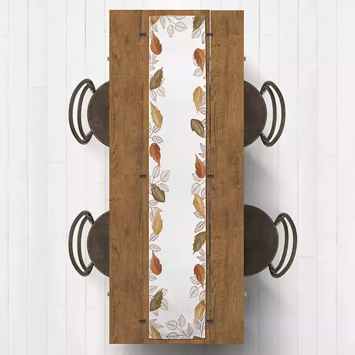 Bordered Autumn Leaves Table Runner, 72 in.