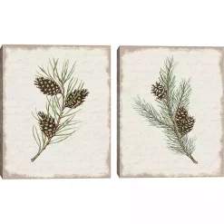Botanical Pine Spruce Canvas Art Prints, Set of 2