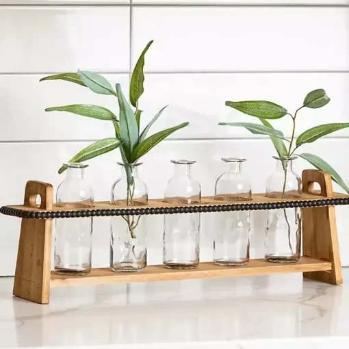 Bottle Vase Runner with Wooden Stand