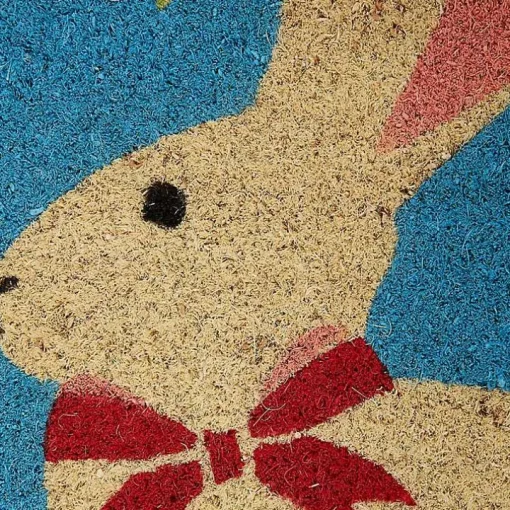 Bow Tie Bunny Floral Doormat