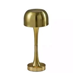 Brass Tapered Dome Frosted Light Cordless Lamp