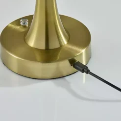 Brass Tapered Dome Frosted Light Cordless Lamp