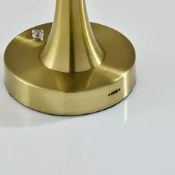 Brass Tapered Dome Frosted Light Cordless Lamp