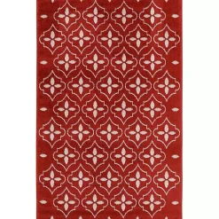 Brick & Ivory Quatrefoil Indoor/Outdoor Rug, 4x6
