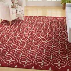 Brick & Ivory Quatrefoil Indoor/Outdoor Rug, 5x7