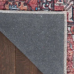 Brick Vintage Medallion Washable Area Rug, 5x7