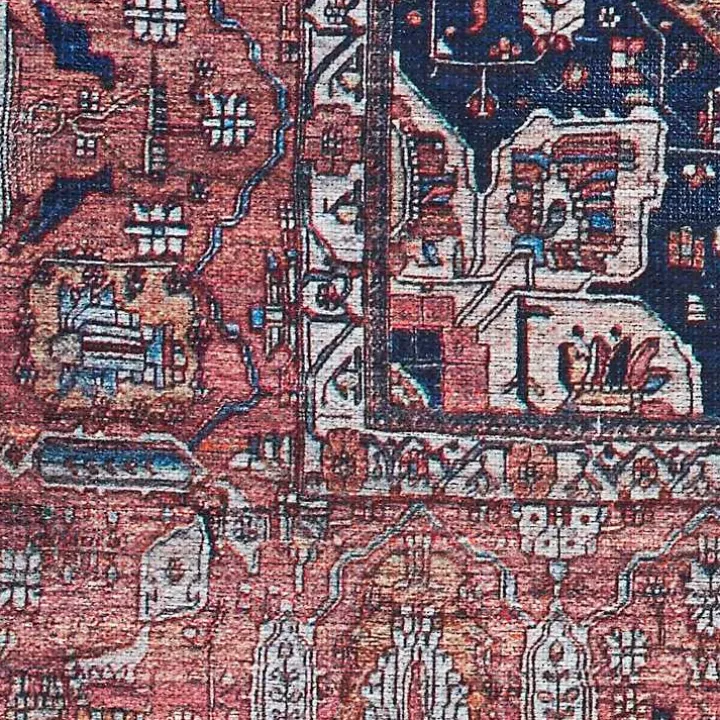 Brick Vintage Medallion Washable Area Rug, 5x7