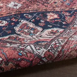 Brick Vintage Medallion Washable Area Rug, 5x7