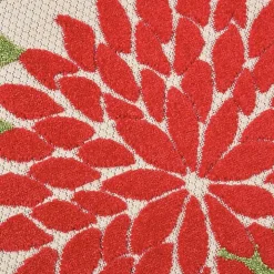 Bright Leaves Round Outdoor Area Rug, 5x5