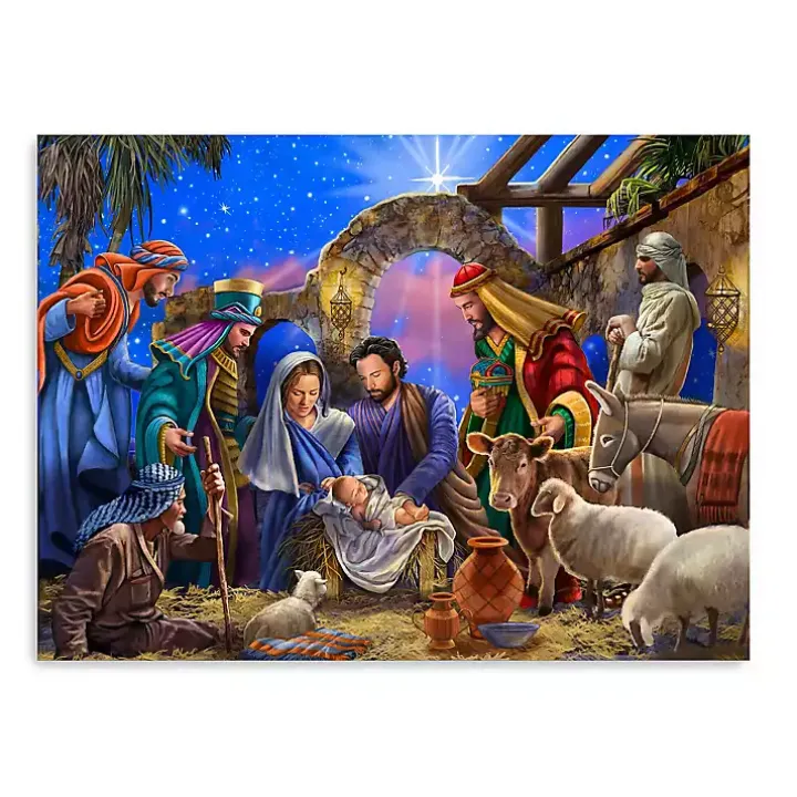 Bright Nativity Scene Canvas Art Print, 24x32
