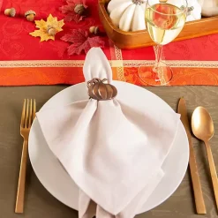 Bronze Metal Pumpkin Napkin Rings, Set of 6