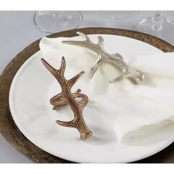 Bronze Reindeer Antler Napkin Rings, Set of 4