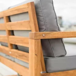 Brown Acacia Outdoor Loveseat with Cushions