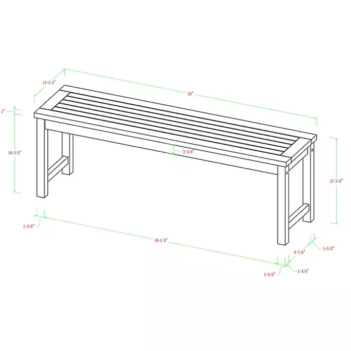 Brown Acacia Wood Outdoor Bench