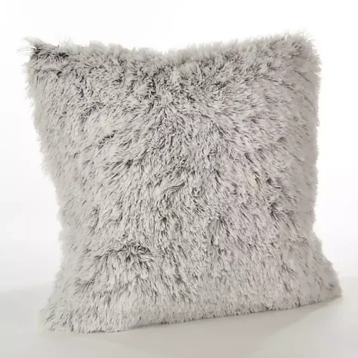 Brown and White Faux Fur Pillow