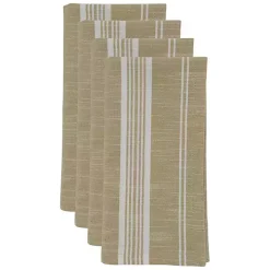 Brown and White Striped Napkins, Set of 4