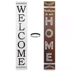 Brown and White Welcome Home Two-Sided Porch Board