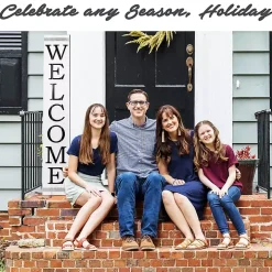 Brown and White Welcome Home Two-Sided Porch Board
