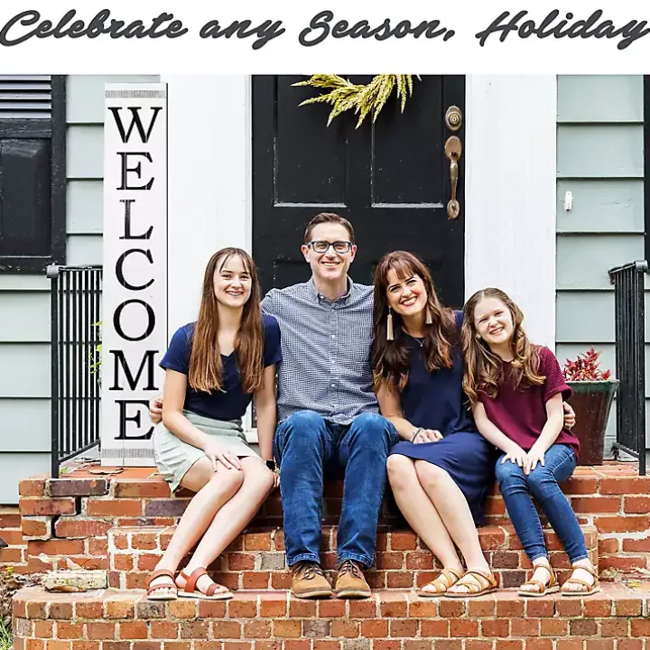 Brown and White Welcome Home Two-Sided Porch Board