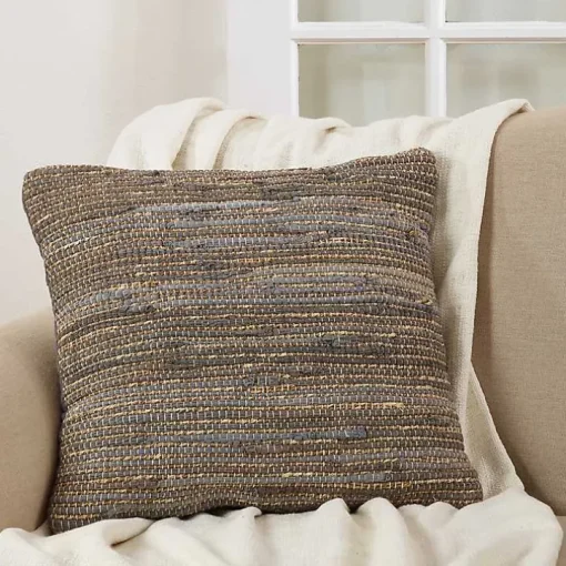 Brown Chindi Woven Jute Throw Pillow