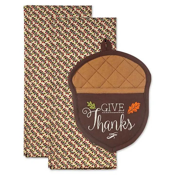 Brown Give Thanks 3-pc. Potholder & Towel Set