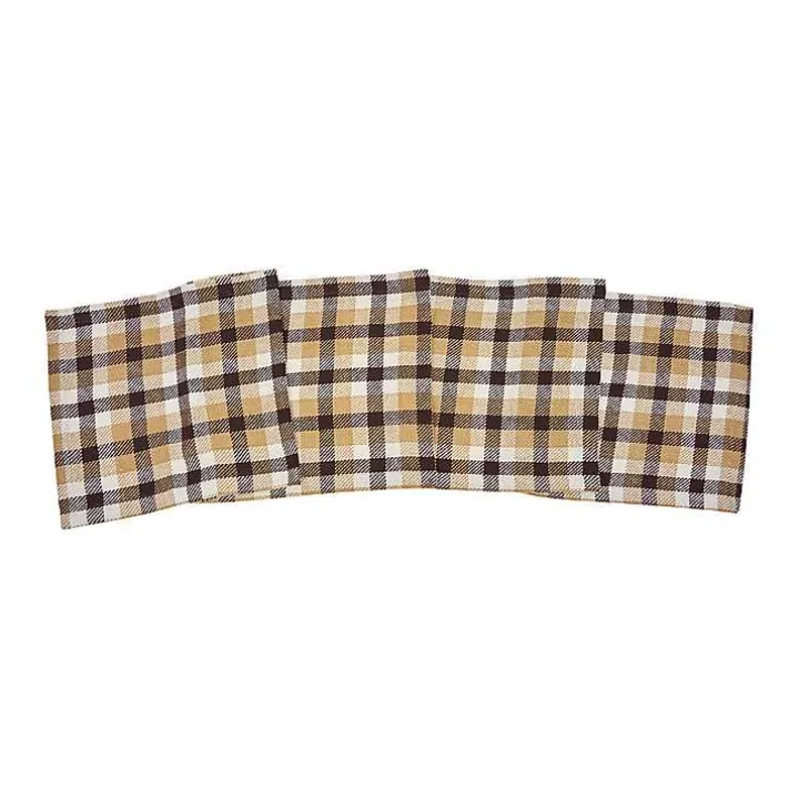 Brown Harvest Plaid Table Runner