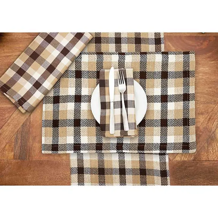 Brown Harvest Plaid Table Runner