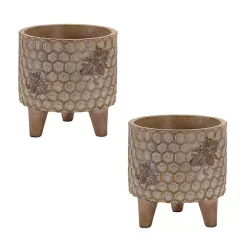 Brown Honeycomb Planters, Set of 2