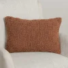 Brown Knit Checkerboard Lumbar Pillow