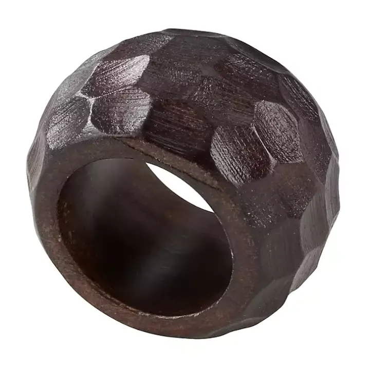 Brown Mango Wood Chunky Napkin Rings, Set of 4