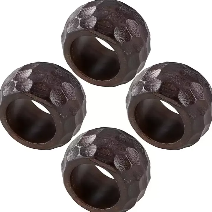 Brown Mango Wood Chunky Napkin Rings, Set of 4