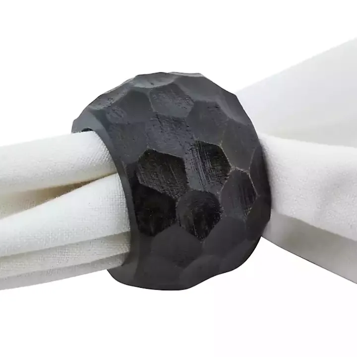 Brown Mango Wood Chunky Napkin Rings, Set of 4