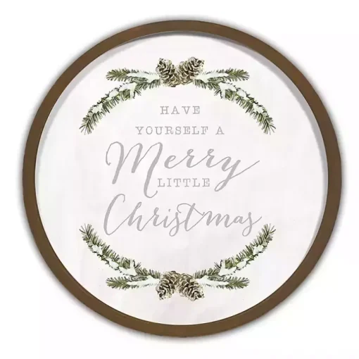 Brown Merry Little Christmas Round Wall Plaque