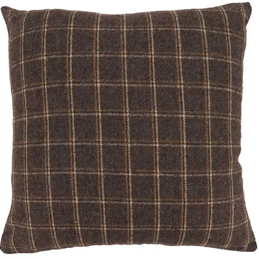 Brown Plaid Deer Silhouette Christmas Pillow