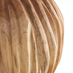 Brown Teak Wood Carved Orbs, Set of 3