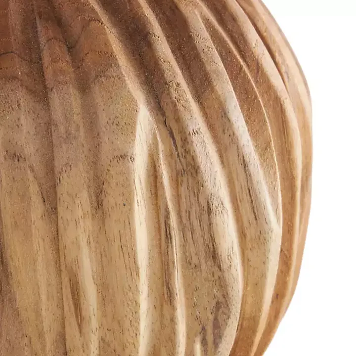 Brown Teak Wood Carved Orbs, Set of 3