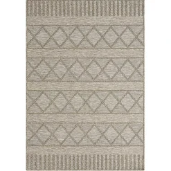 Brown Transitional Stripes Outdoor Rug, 8x10