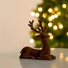 Brown Velvet Sitting Deer Figurine